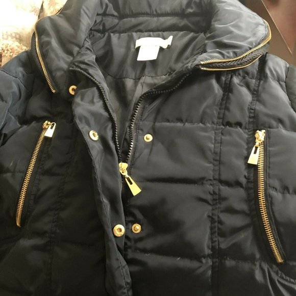 Costa Blanca Puffer Jacket Gold Zipper Accent Navy Color EUC - Picture 7 of 10